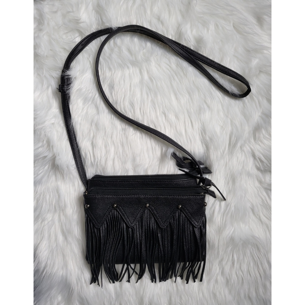 Madden Girl Black Fringe Crossbody Purse